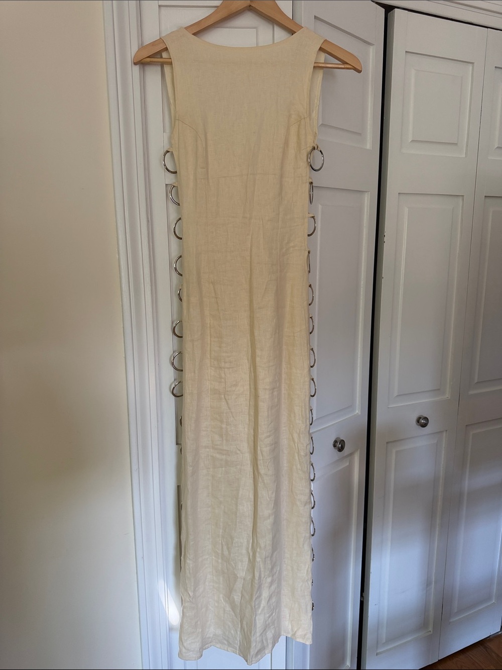 VRG GRL Discoteca Linen Maxi Dress in cream